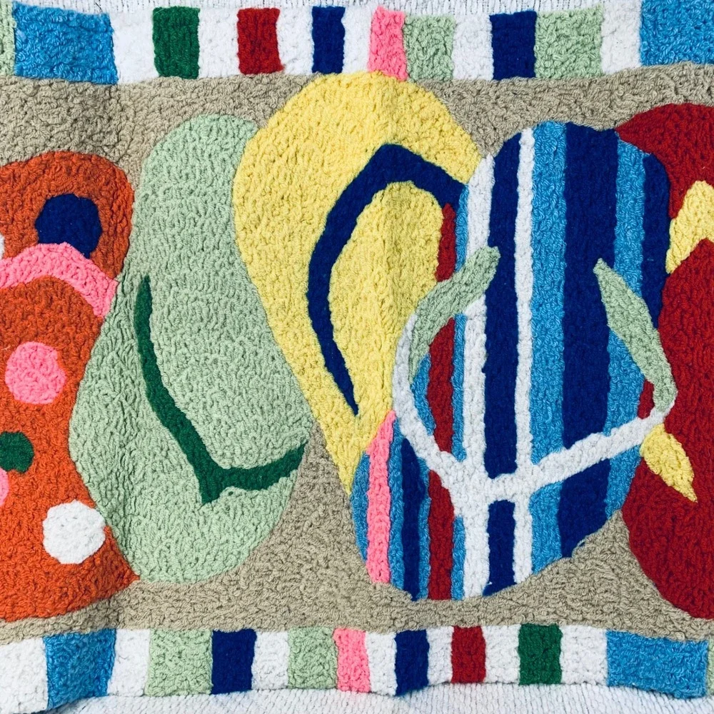 Jellybean Accent Rug Mat Multicolor Flip Flops Coastal Beach House Decor Welcome